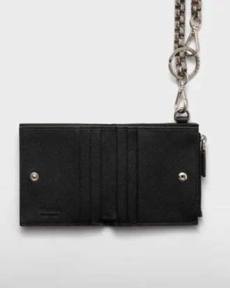 Small Saffiano Wallet with Chain