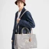 Striped Canvas Tote Bag