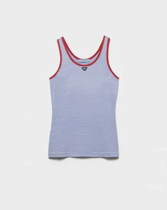 Striped Cotton Jersey Tank Top