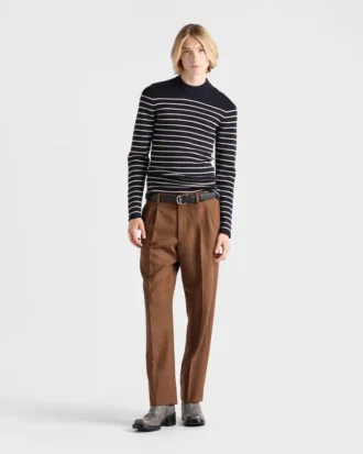 Striped Superfine Wool Crew-Neck Sweater