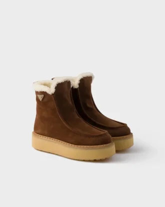 Suede and Shearling Booties