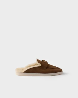 Suede and Shearling Mules