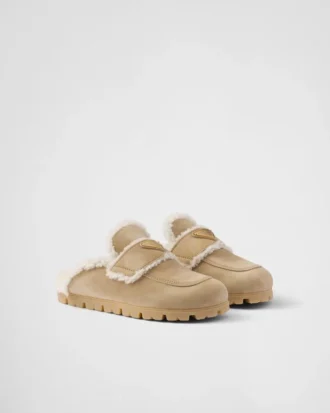 Suede and Shearling Slippers