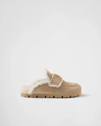 Suede and Shearling Slippers