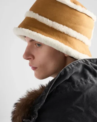 Suede Shearling Bucket Hat