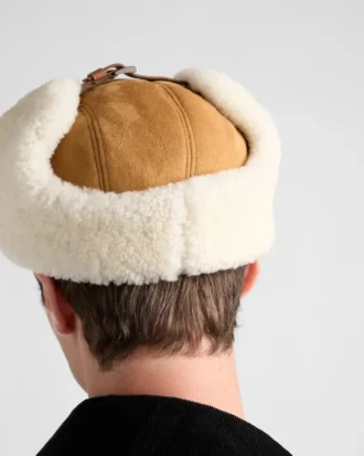 Suede Shearling Trapper Hat