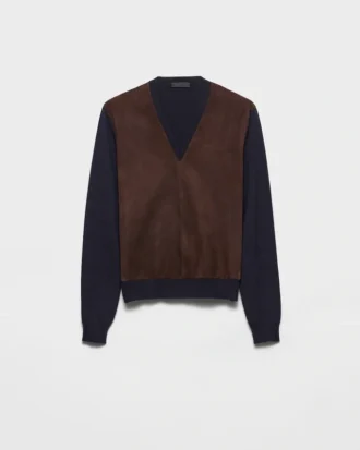 Superfine Wool and Suede Sweater