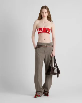 Technical Wool Pants with Printed Belt