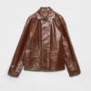 Vintage-Look Leather Blouson Jacket