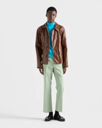 Vintage-Look Leather Blouson Jacket