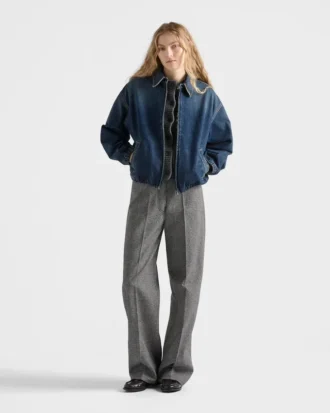 Washed Denim Blouson Jacket