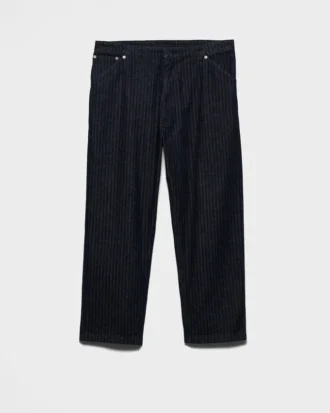 Wide-Leg Chevron Denim Jeans