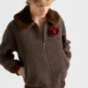 Wool Blouson Jacket with Shearling Collar
