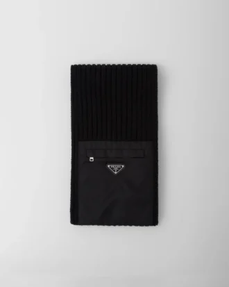 Wool Scarf with Re-Nylon Gabardine Pocket